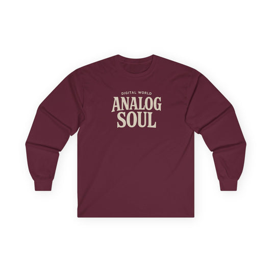 Personalize Digital World Analog Soul Long Sleeve Tee with Birth Year or Name Unisex Ultra Cotton Long Sleeve Tee