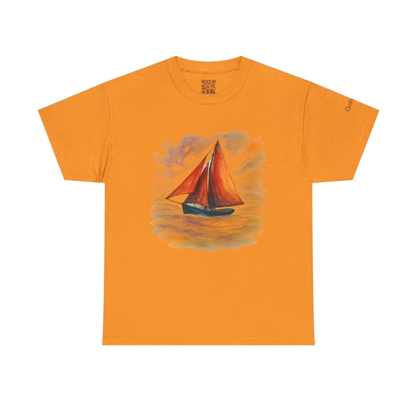Galway Hooker, Painted Skies, Unisex Heavy Cotton Tee, Nautical Shirt, Ocean Lover Gift, Boating Apparel, Galway Bay Tee, Summer Fashion