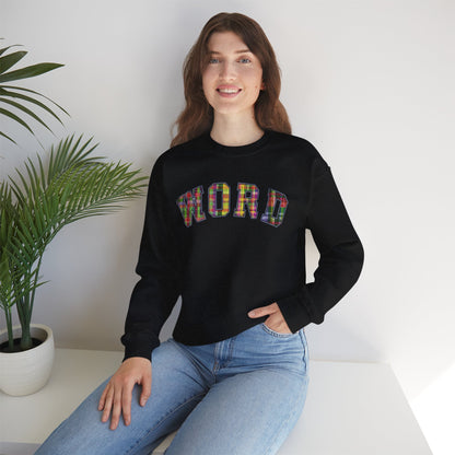 Colorful Word Sweatshirt, Cozy Graphic Pullover, Unisex Crewneck, Perfect for Casual Wear, Gift Idea for Friends, Back to School
