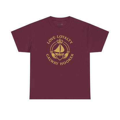 Unisex Heavy Cotton Tee Love and Loyalty, Ocean Lover Gift, Boating Apparel, Galway Hooker Tee, Ireland