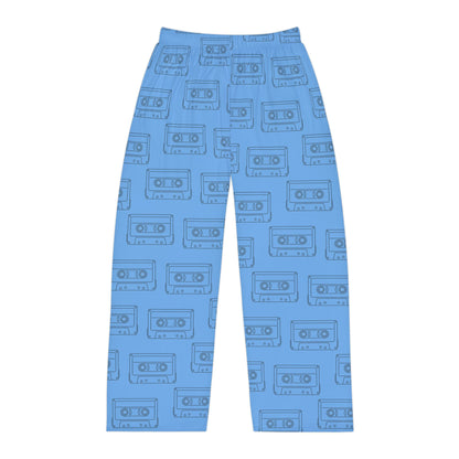 Light Blue Retro Cassette Tape Men's Pajama Pants, Cozy Lounge Pants, Gift for Him, Music Lover Sleepwear, Unique Homewear