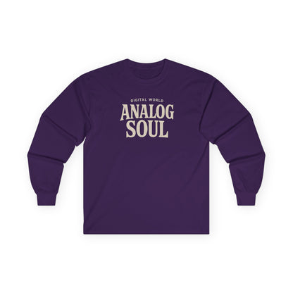 Personalize Digital World Analog Soul Long Sleeve Tee with Birth Year or Name Unisex Ultra Cotton Long Sleeve Tee