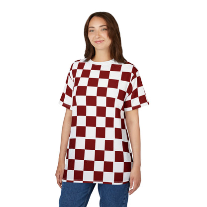Trendy Checkerboard Tee, Checker Print Shirt, Unisex Casual Wear, Fashion T-Shirt, Gift for Her/Him, Everyday Style