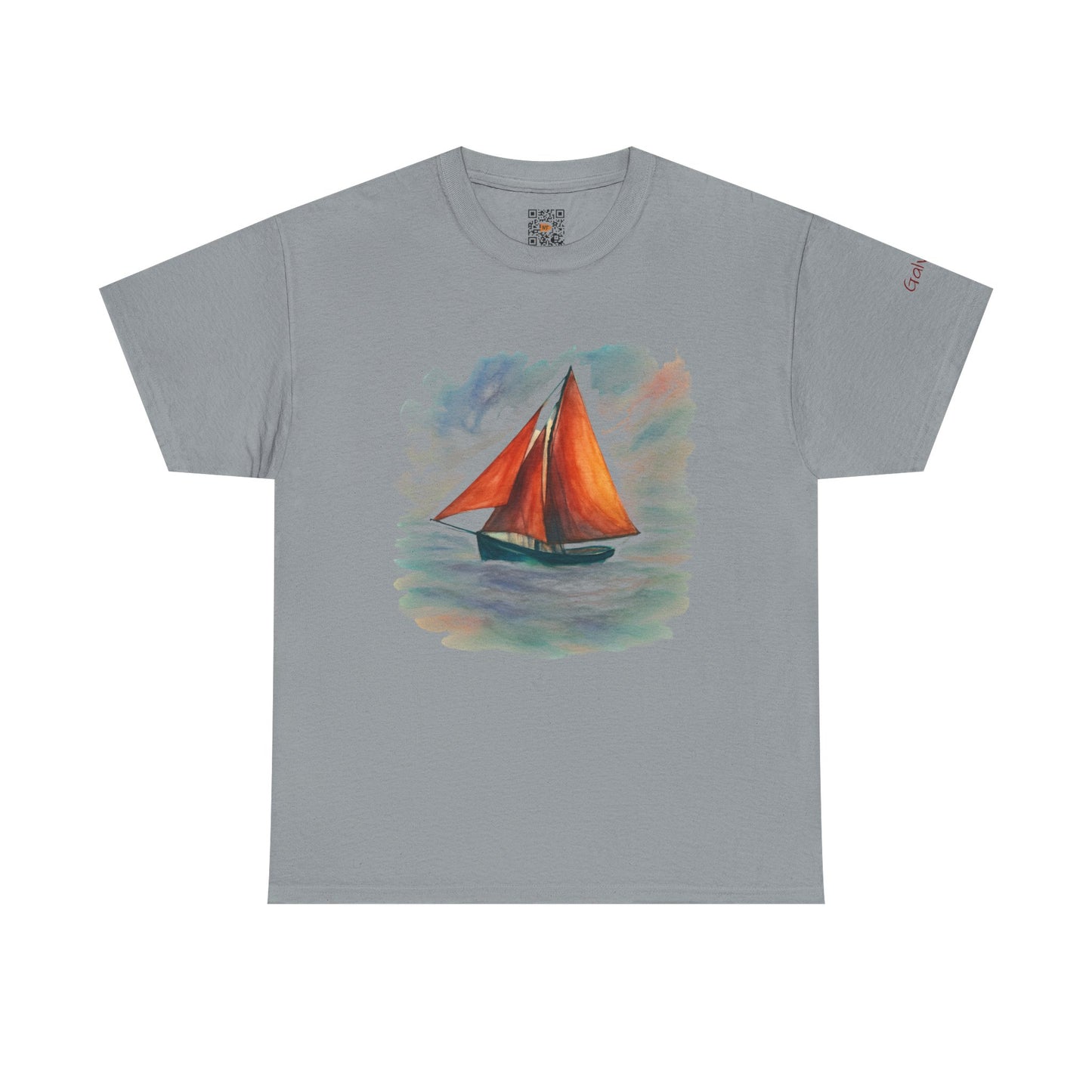 Galway Hooker, Painted Skies, Unisex Heavy Cotton Tee, Nautical Shirt, Ocean Lover Gift, Boating Apparel, Galway Bay Tee, Summer Fashion