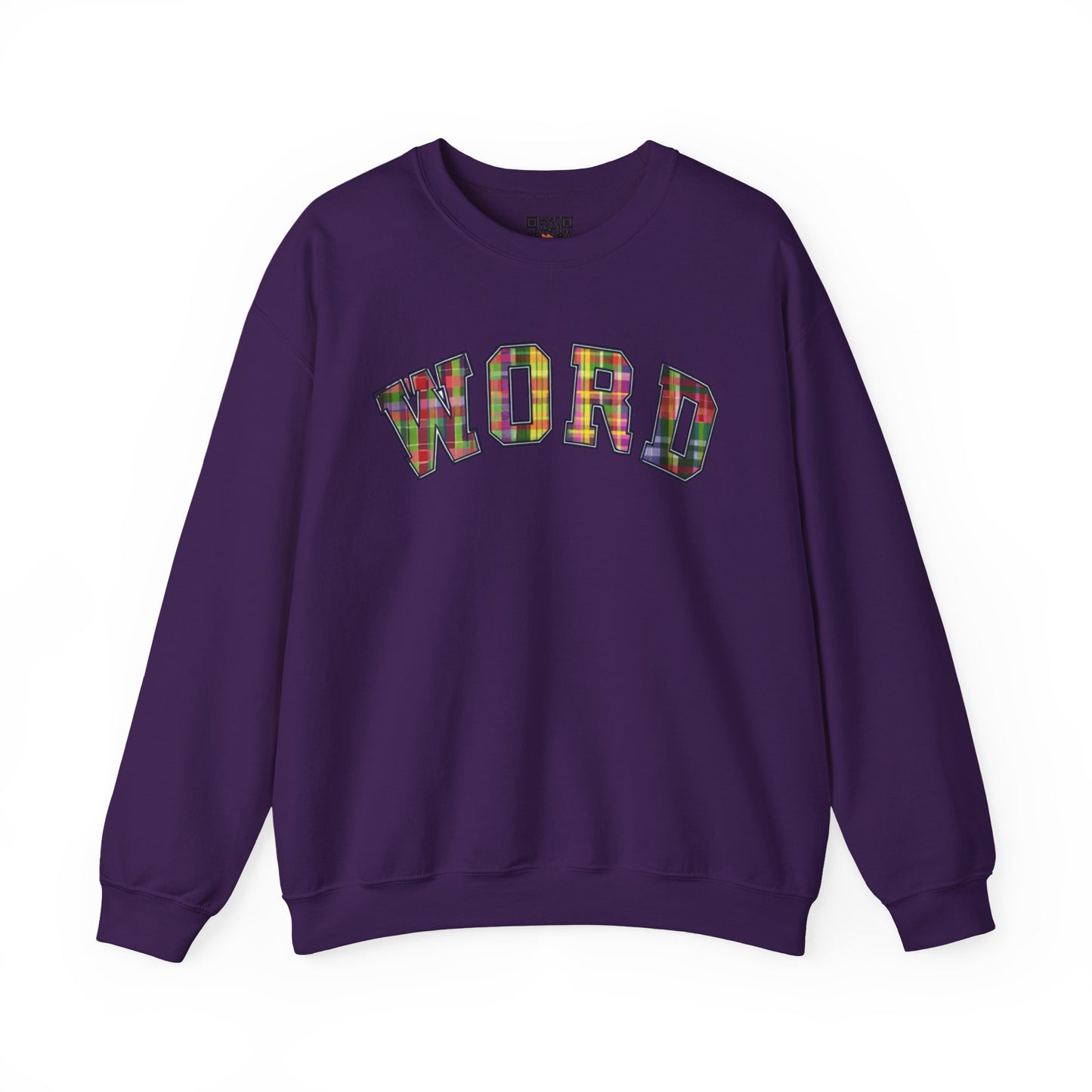 Colorful Word Sweatshirt, Cozy Graphic Pullover, Unisex Crewneck, Perfect for Casual Wear, Gift Idea for Friends, Back to School