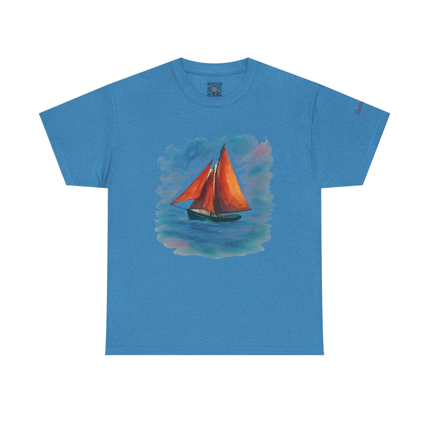 Galway Hooker, Painted Skies, Unisex Heavy Cotton Tee, Nautical Shirt, Ocean Lover Gift, Boating Apparel, Galway Bay Tee, Summer Fashion