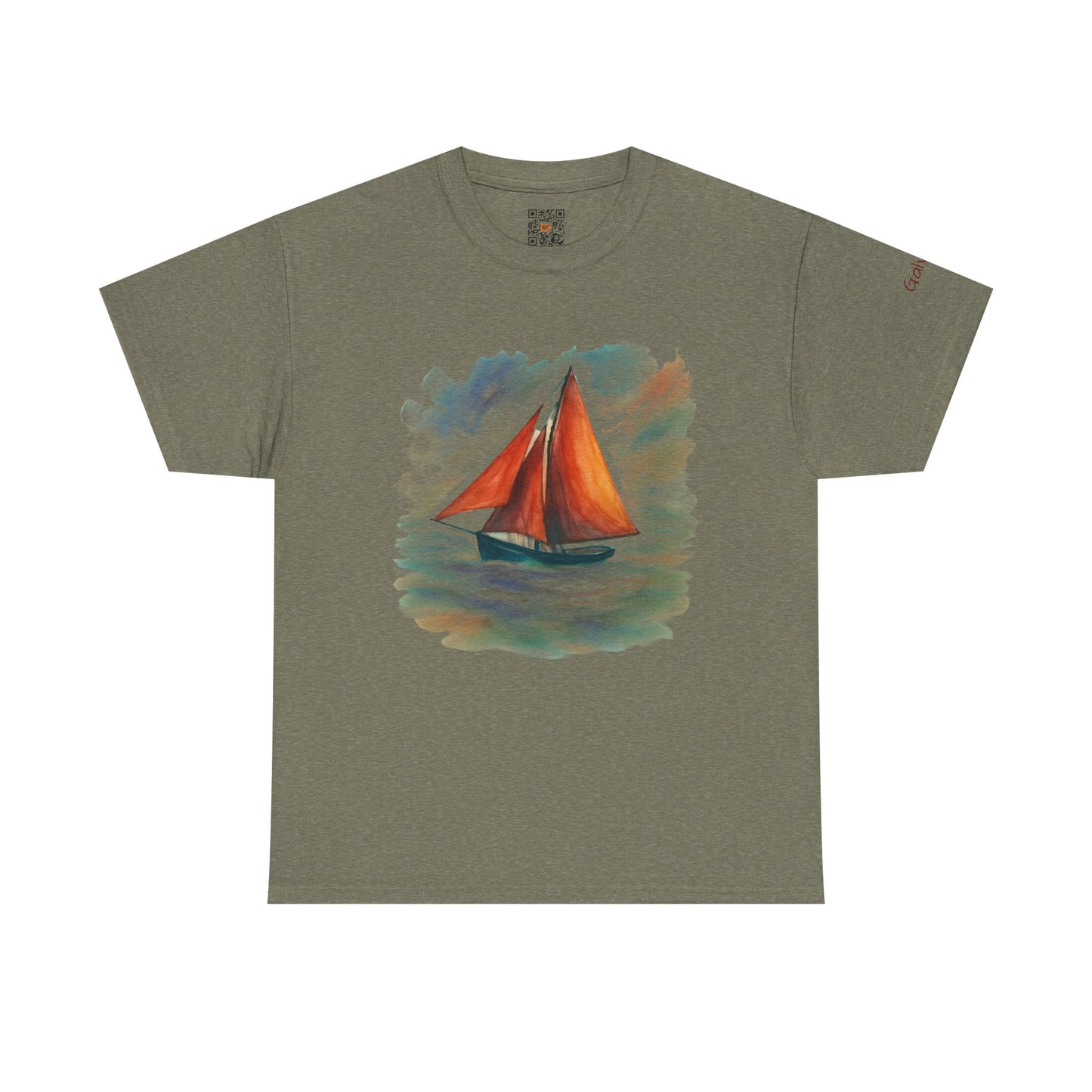 Galway Hooker, Painted Skies, Unisex Heavy Cotton Tee, Nautical Shirt, Ocean Lover Gift, Boating Apparel, Galway Bay Tee, Summer Fashion