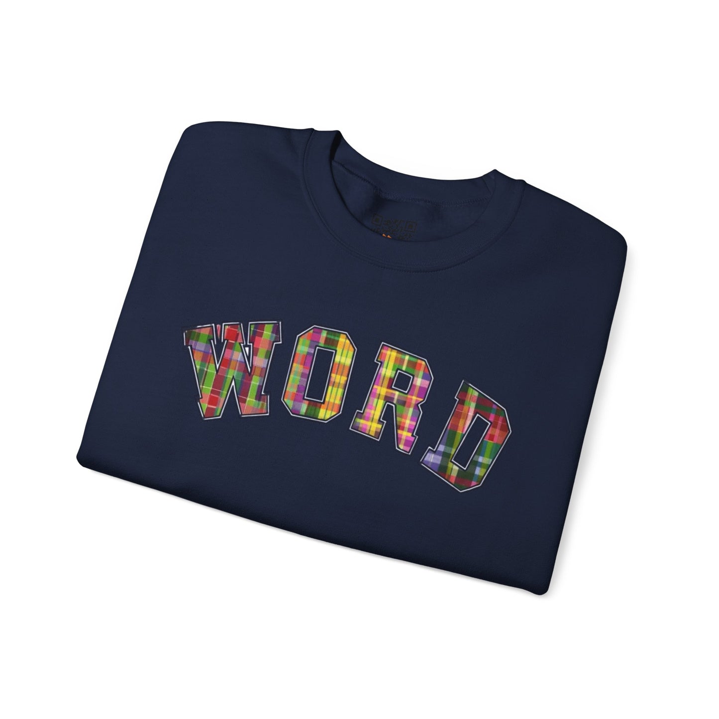 Colorful Word Sweatshirt, Cozy Graphic Pullover, Unisex Crewneck, Perfect for Casual Wear, Gift Idea for Friends, Back to School