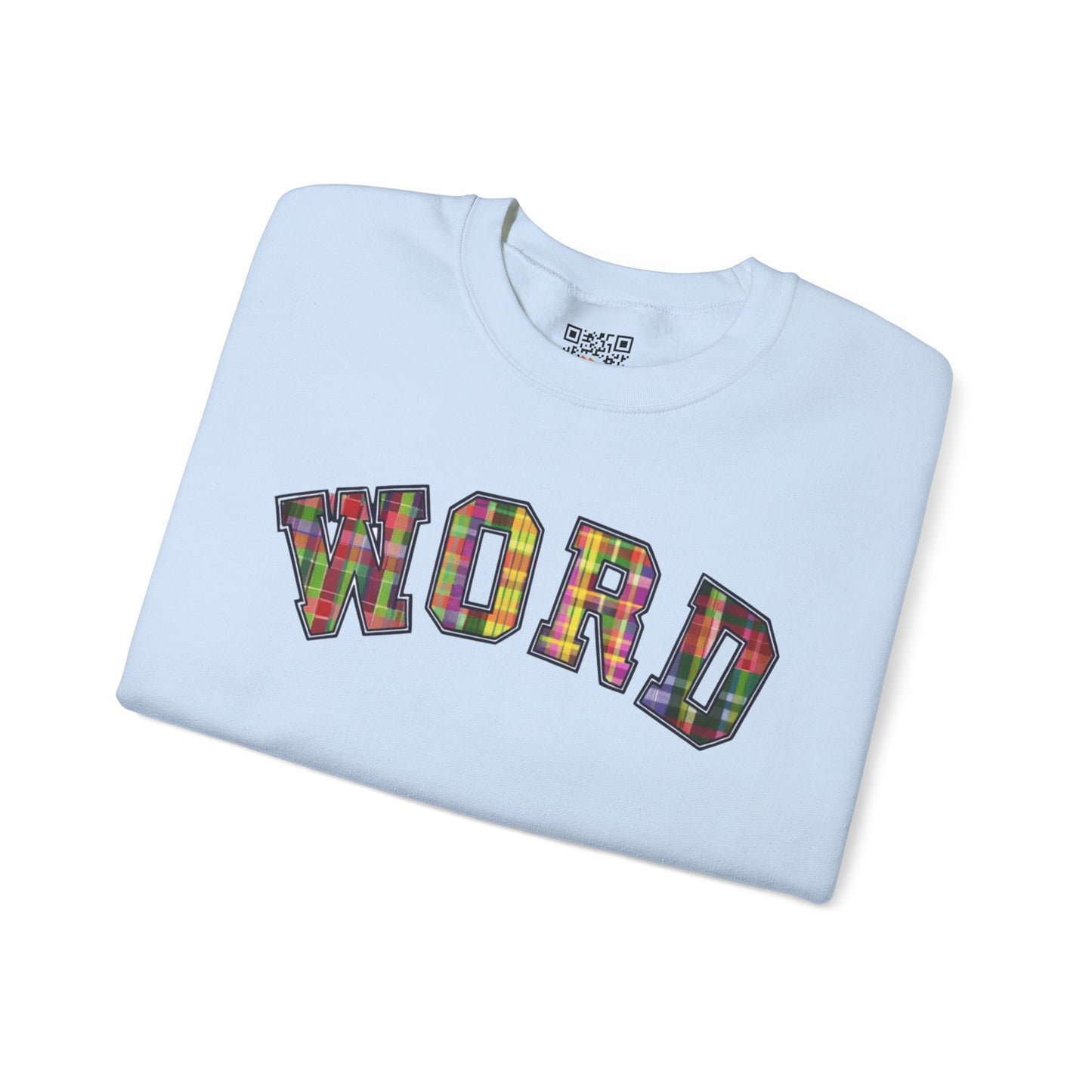 Colorful Word Sweatshirt, Cozy Graphic Pullover, Unisex Crewneck, Perfect for Casual Wear, Gift Idea for Friends, Back to School