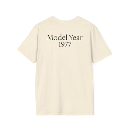 Personalized Classic Antique Car Tee – Vintage Car Graphic with Model Year Customization, "Somewhere Between Classic and Antique" Car T-Shirt – Personalized Model Year Custom Back