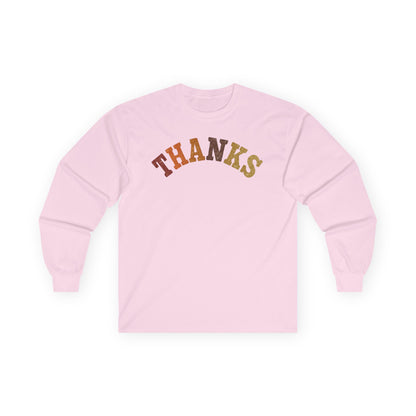 "THANKS" Fall-Inspired Long Sleeve Tee - Grateful Vibes for Every Season