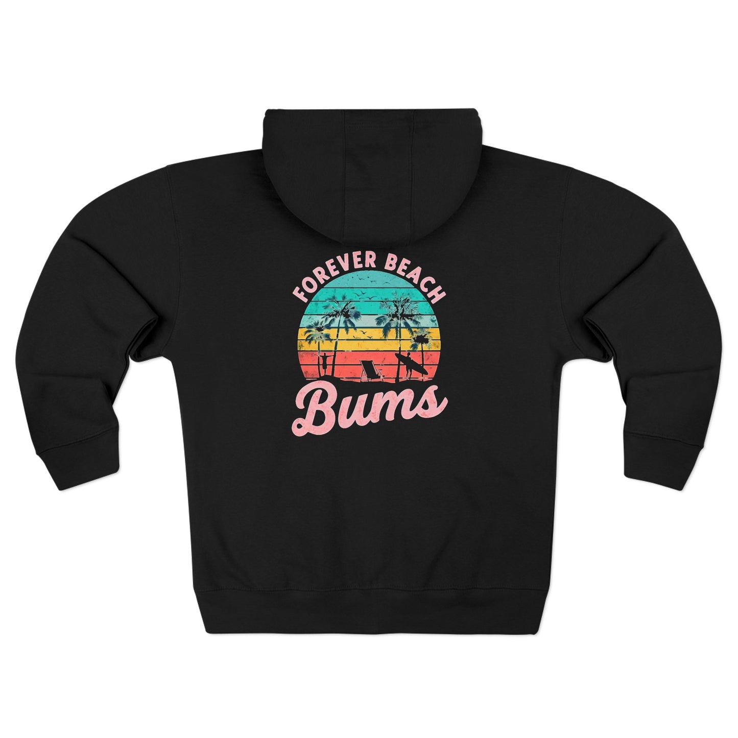 Personalize Unisex Beach Bum Zip Hoodie | Summer Vibes, Beach Lover Gift, Casual Jacket, Vacation Attire, Perfect for Warm Nights