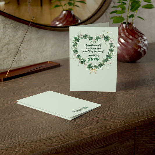 St. Patrick's Day Wedding Card — "Something old, something new, something borrowed, something green" — Personalized Congratulations
