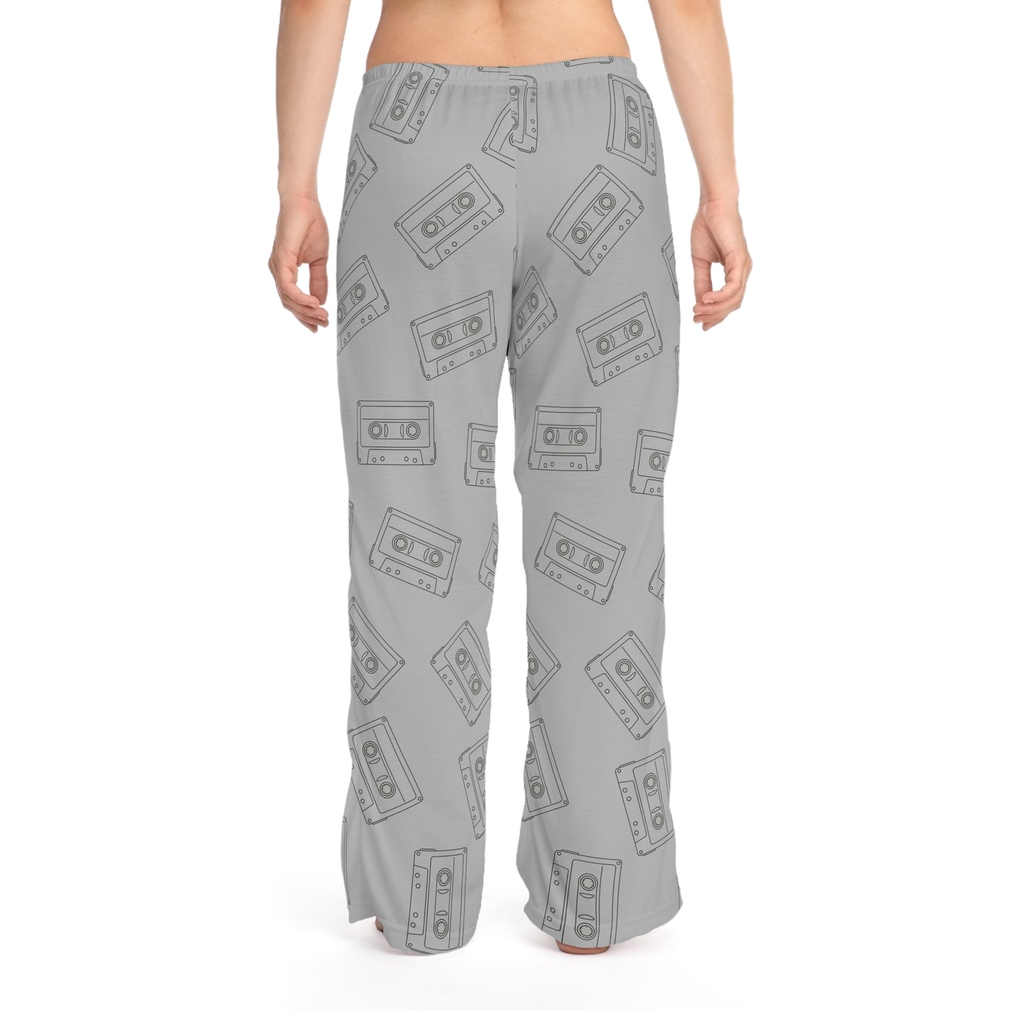 Grey Retro Cassette Women's Pajama Pants, Comfortable Sleepwear, Gift for Music Lovers, Vintage Style loungewear, Relaxation Essentials
