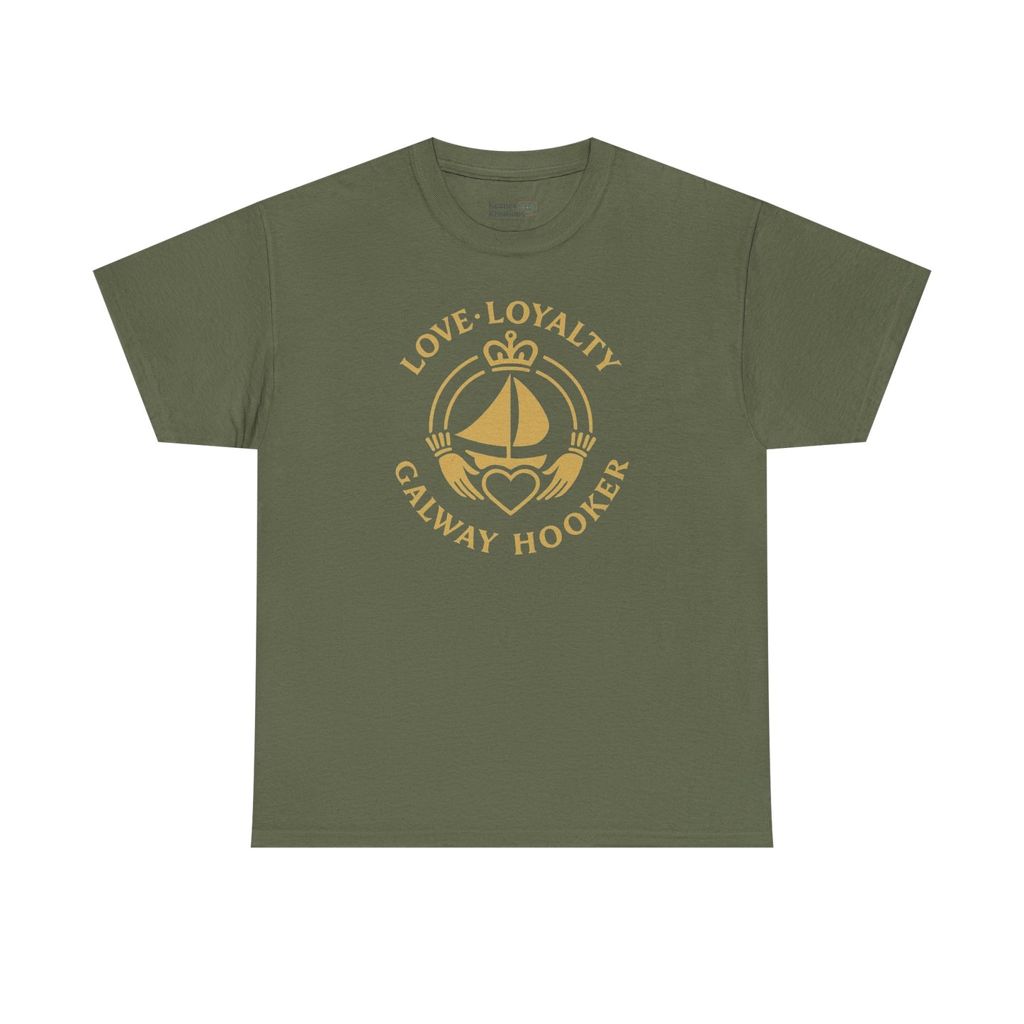 Unisex Heavy Cotton Tee Love and Loyalty, Ocean Lover Gift, Boating Apparel, Galway Hooker Tee, Ireland