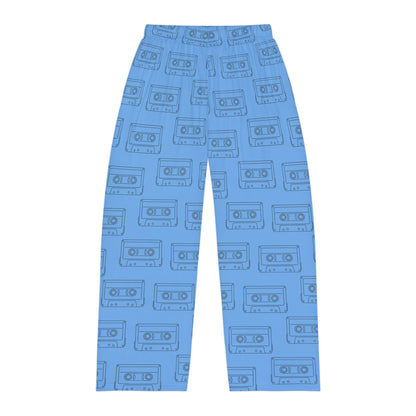 Light Blue Retro Cassette Tape Men's Pajama Pants, Cozy Lounge Pants, Gift for Him, Music Lover Sleepwear, Unique Homewear