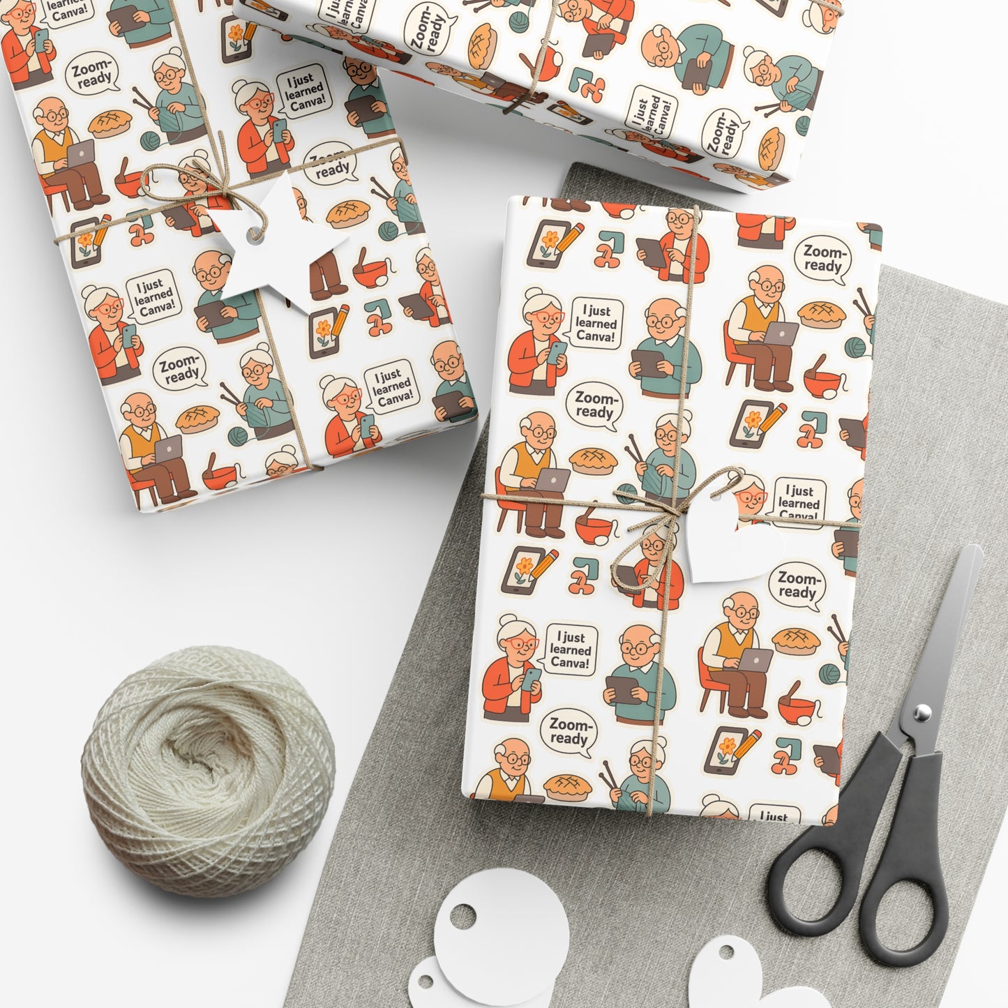 Wrapping Paper Set - Grandma and Grandpa Funny Sayings I'm Zoom Ready