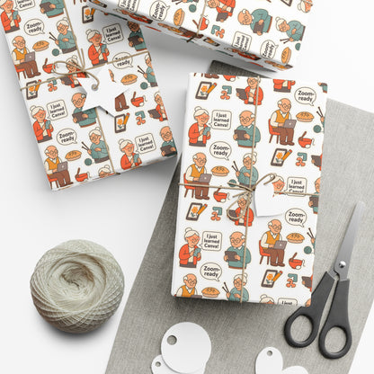 Wrapping Paper Set - Grandma and Grandpa Funny Sayings I'm Zoom Ready