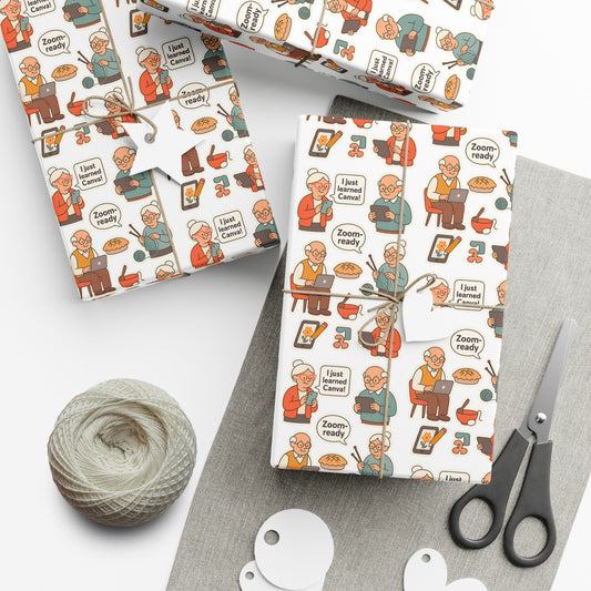 Wrapping Paper Set - Grandma and Grandpa Funny Sayings I'm Zoom Ready