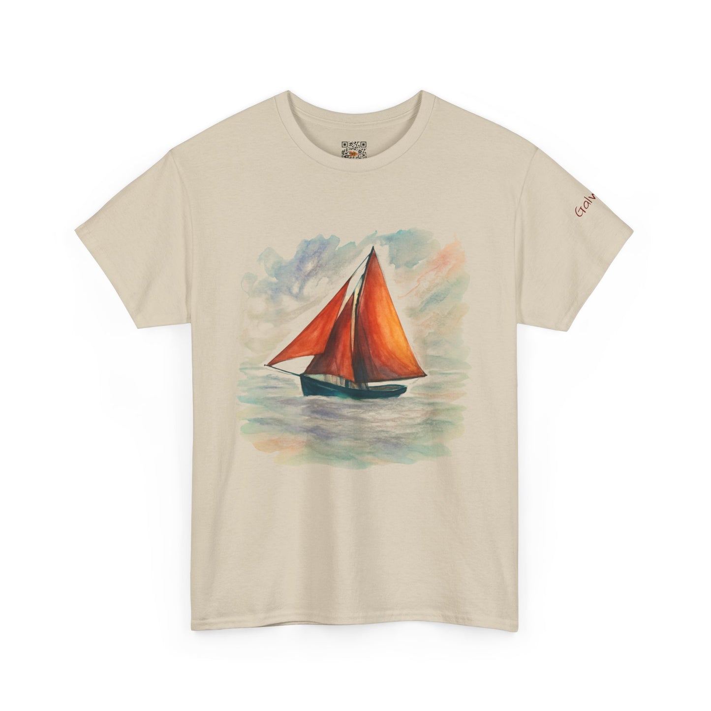 Galway Hooker, Painted Skies, Unisex Heavy Cotton Tee, Nautical Shirt, Ocean Lover Gift, Boating Apparel, Galway Bay Tee, Summer Fashion