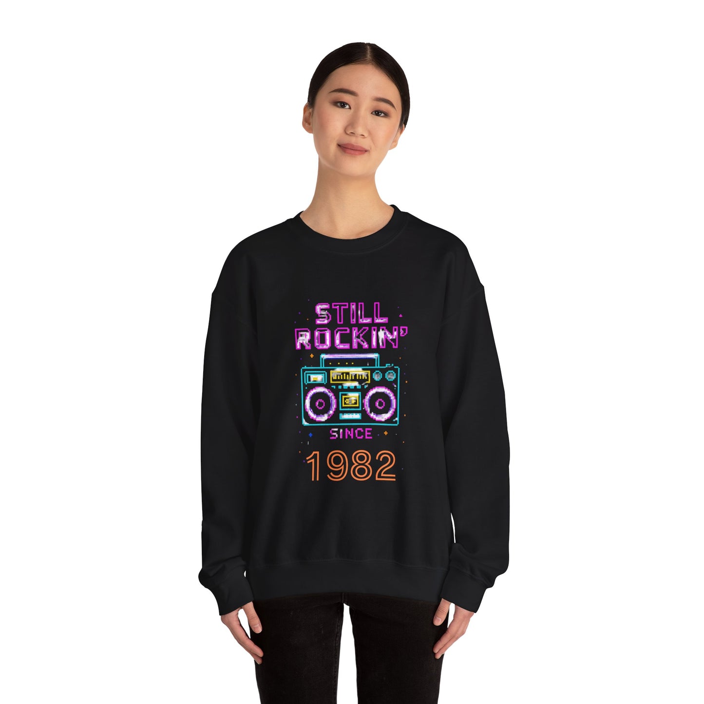 Personalize Retro Music Crewneck Sweatshirt, Vintage Sweatshirt, 80s Style Apparel, Comfortable Casual Wear, Gift for Music Lovers, Trendy Fashion