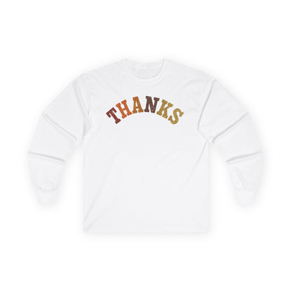 "THANKS" Fall-Inspired Long Sleeve Tee - Grateful Vibes for Every Season