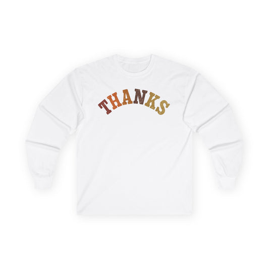 "THANKS" Fall-Inspired Long Sleeve Tee - Grateful Vibes for Every Season
