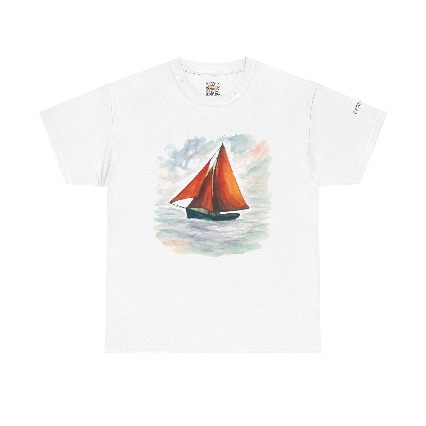 Galway Hooker, Painted Skies, Unisex Heavy Cotton Tee, Nautical Shirt, Ocean Lover Gift, Boating Apparel, Galway Bay Tee, Summer Fashion