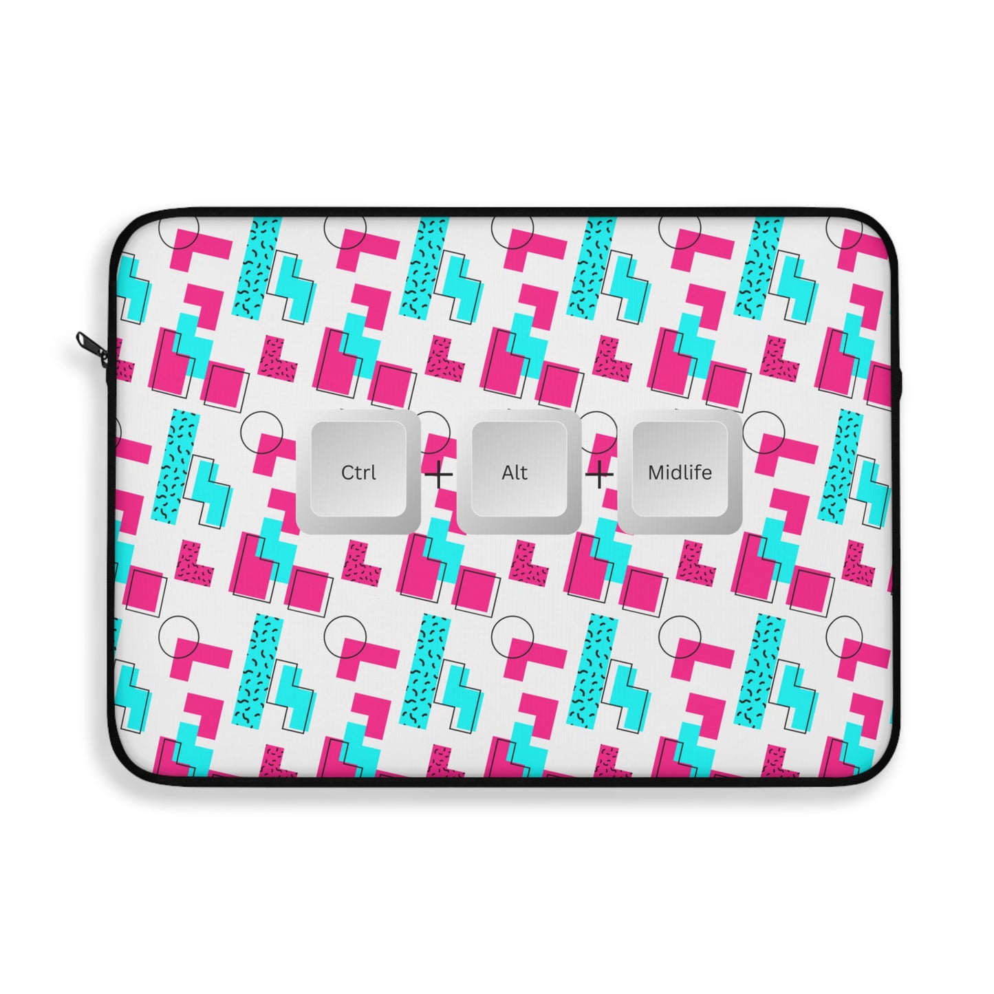 Funny Laptop Sleeve - Ctrl + Alt + Midlife Funny Computer Keys Design, Unique Tech Accessory, Gift for Geeks, Midlife Crisis Humor, Computer Case for Home, Office