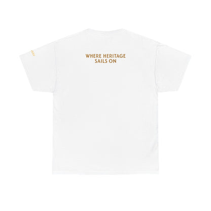 Personalize Heritage Sails On Tradition Unisex Heavy Cotton Tee, Nautical Shirt, Ocean Lover Gift, Boating Apparel, Galway Bay Tee, Summer Fashion