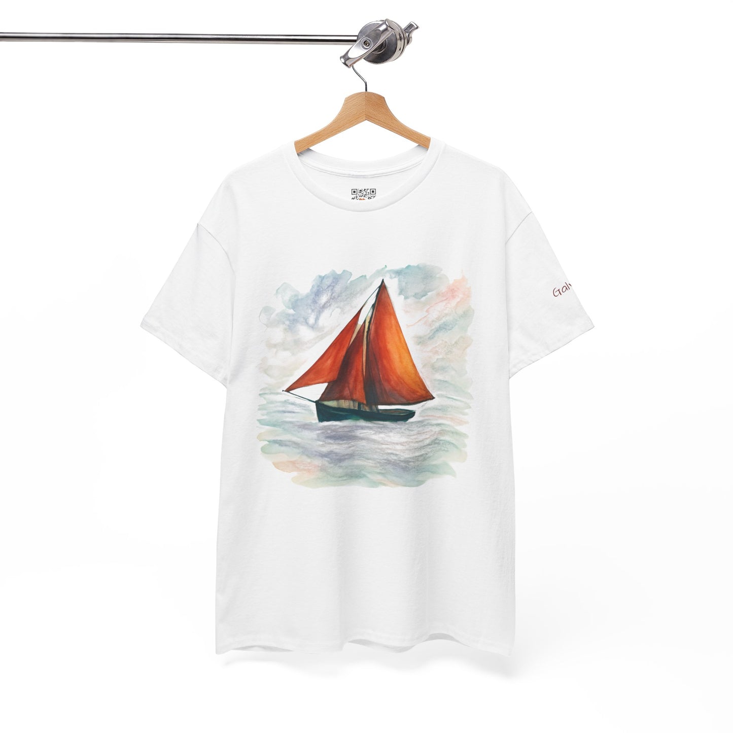 Galway Hooker, Painted Skies, Unisex Heavy Cotton Tee, Nautical Shirt, Ocean Lover Gift, Boating Apparel, Galway Bay Tee, Summer Fashion