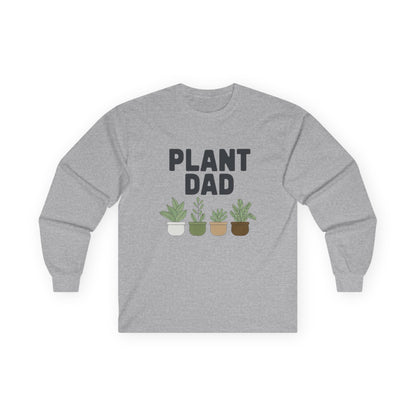 Personalize Plant Dad Long Sleeve Tee, Gift for Plant Lovers, Gardening Apparel, Unisex T-Shirt, Eco-Friendly Fashion, Birthday or Father's Day