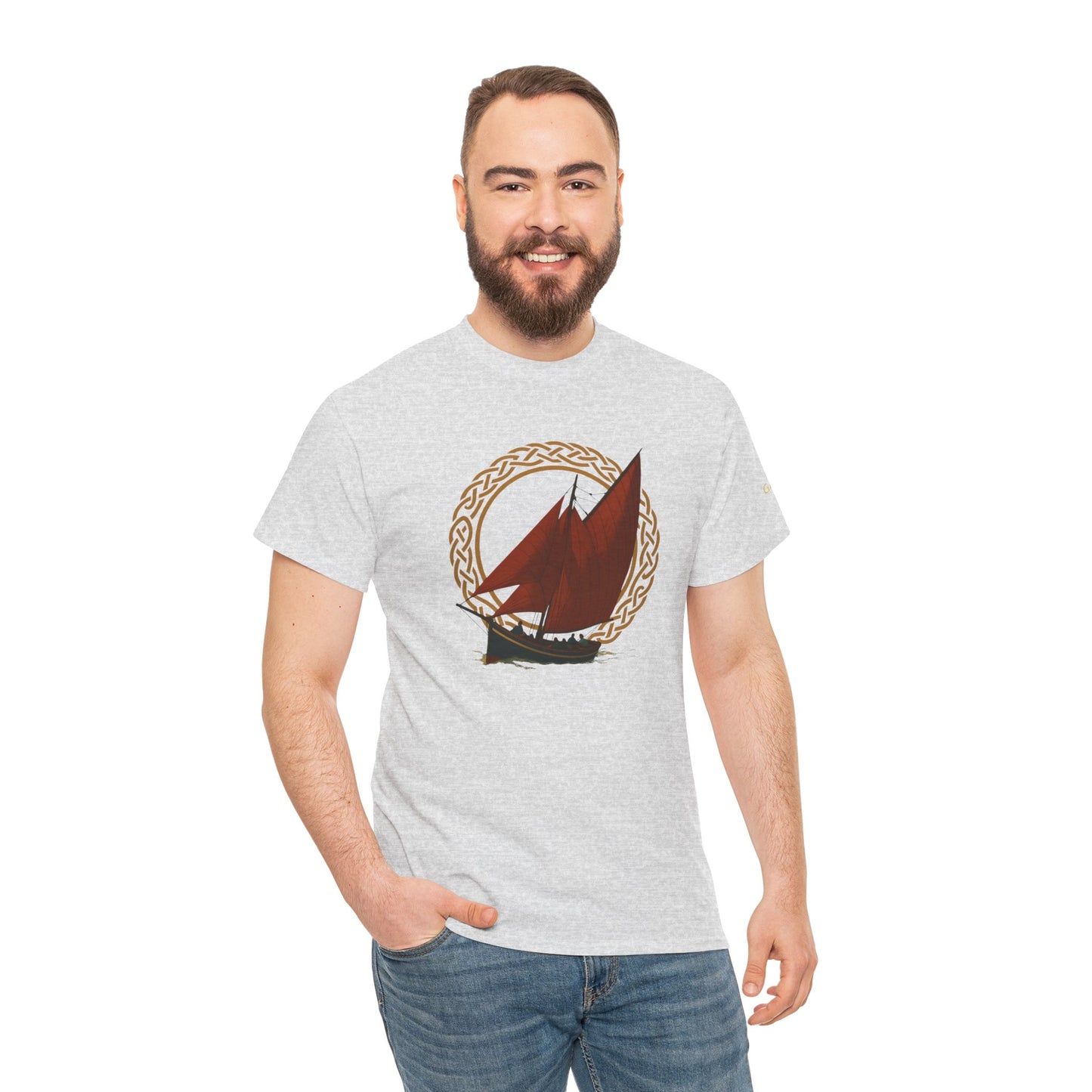 Personalize Heritage Sails On Tradition Unisex Heavy Cotton Tee, Nautical Shirt, Ocean Lover Gift, Boating Apparel, Galway Bay Tee, Summer Fashion