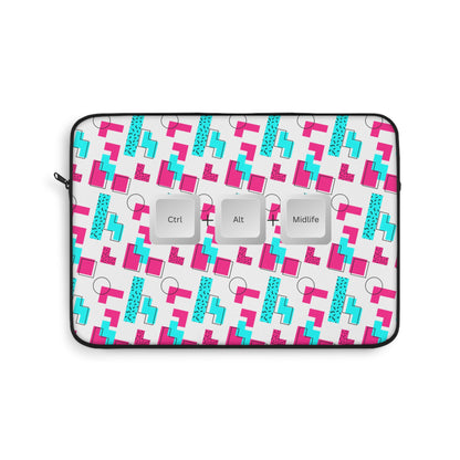 Funny Laptop Sleeve - Ctrl + Alt + Midlife Funny Computer Keys Design, Unique Tech Accessory, Gift for Geeks, Midlife Crisis Humor, Computer Case for Home, Office