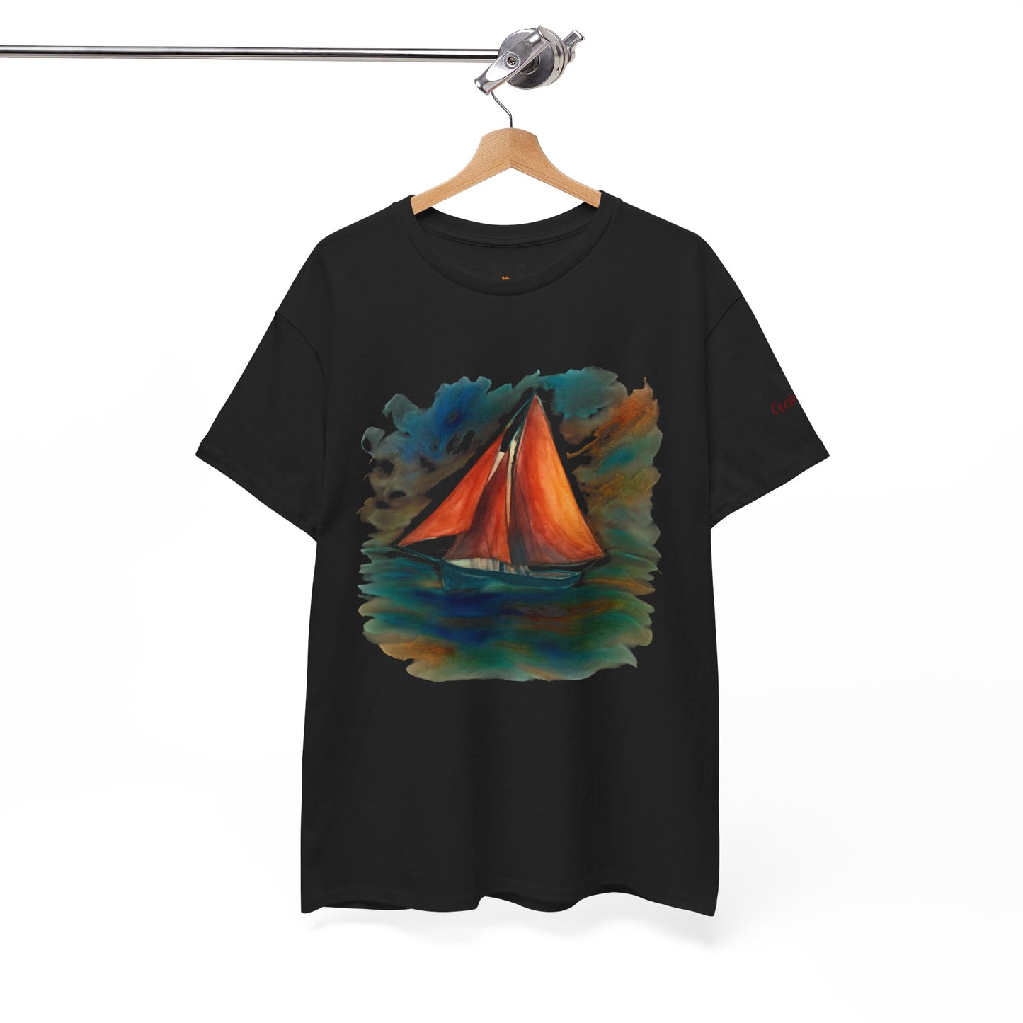 Galway Hooker, Painted Skies, Unisex Heavy Cotton Tee, Nautical Shirt, Ocean Lover Gift, Boating Apparel, Galway Bay Tee, Summer Fashion