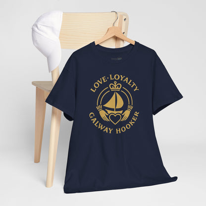Unisex Heavy Cotton Tee Love and Loyalty, Ocean Lover Gift, Boating Apparel, Galway Hooker Tee, Ireland
