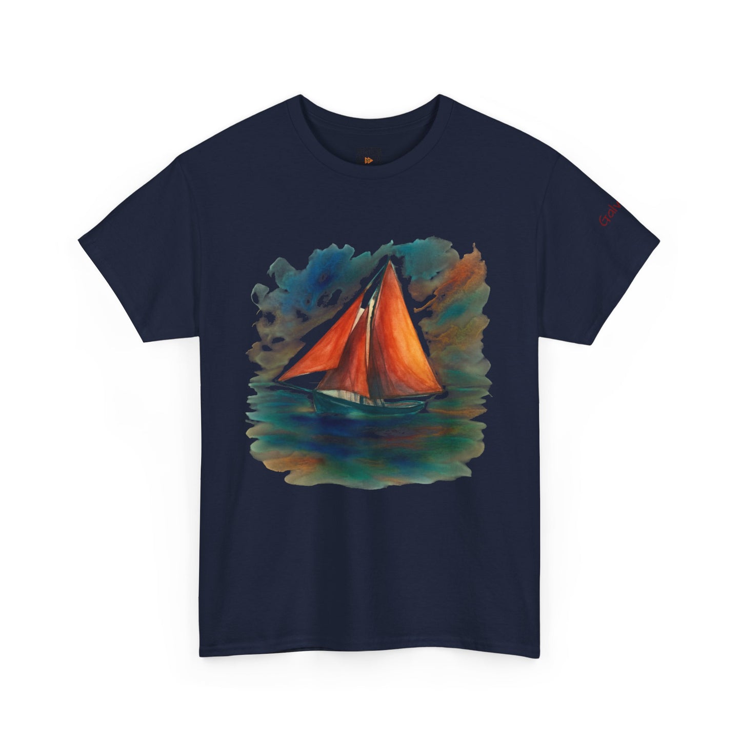 Galway Hooker, Painted Skies, Unisex Heavy Cotton Tee, Nautical Shirt, Ocean Lover Gift, Boating Apparel, Galway Bay Tee, Summer Fashion