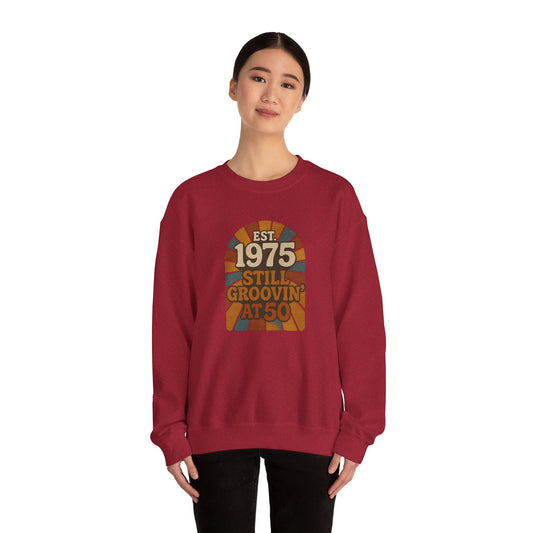 Vintage 1975 Crewneck Sweatshirt, Birthday Gift, Milestone Celebration, Cozy Style, Retro Sweatshirt