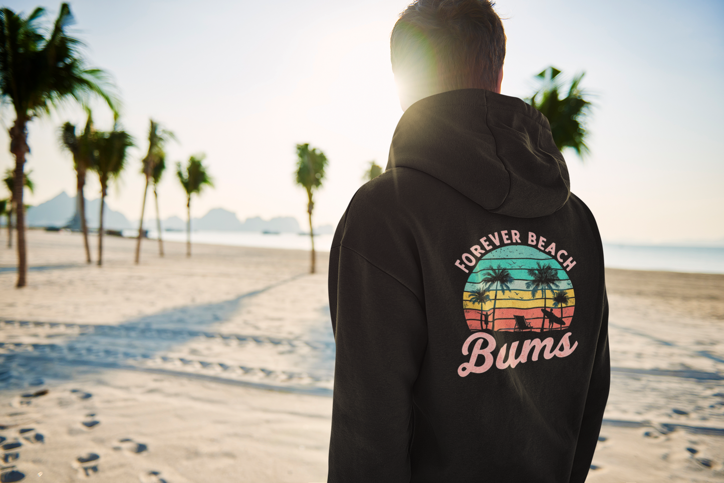 Personalize Unisex Beach Bum Zip Hoodie | Summer Vibes, Beach Lover Gift, Casual Jacket, Vacation Attire, Perfect for Warm Nights