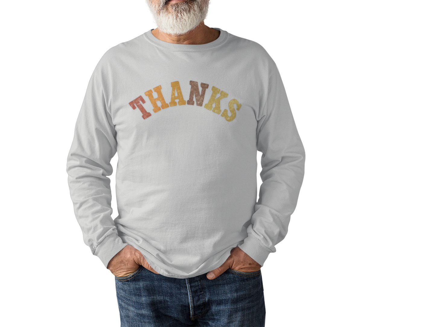 "THANKS" Fall-Inspired Long Sleeve Tee - Grateful Vibes for Every Season