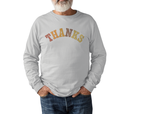 "THANKS" Fall-Inspired Long Sleeve Tee - Grateful Vibes for Every Season