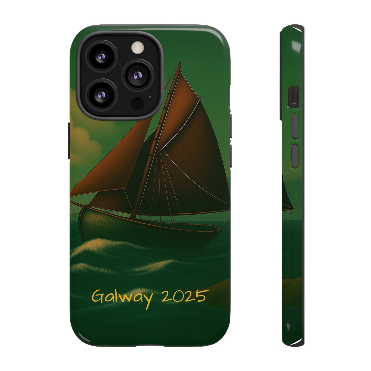 Personalize Galway Hooker Phone Case, Nautical Phone Cover, Tough Cases for Adventurers, Boating Accessories, Gift Sailboat