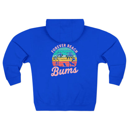 Personalize Unisex Beach Bum Zip Hoodie | Summer Vibes, Beach Lover Gift, Casual Jacket, Vacation Attire, Perfect for Warm Nights