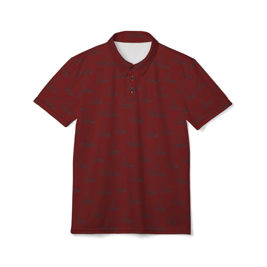 Galway Hooker Maroon Polo Shirt — Seamless Pattern for Games & Casual Dressy Wear