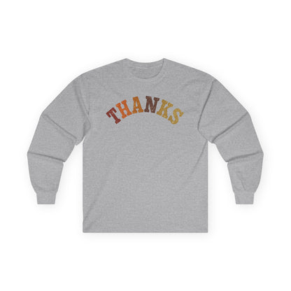 "THANKS" Fall-Inspired Long Sleeve Tee - Grateful Vibes for Every Season