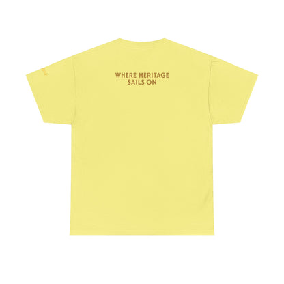 Personalize Heritage Sails On Tradition Unisex Heavy Cotton Tee, Nautical Shirt, Ocean Lover Gift, Boating Apparel, Galway Bay Tee, Summer Fashion