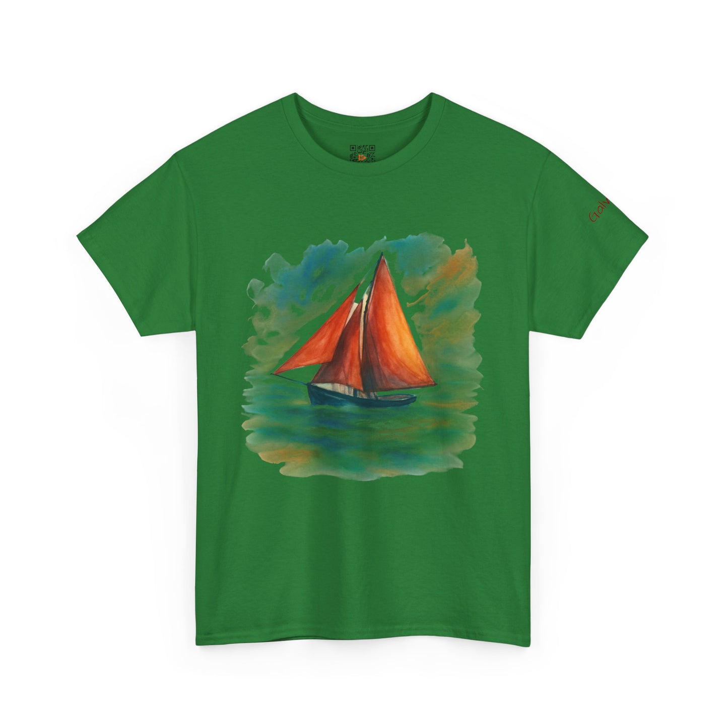 Galway Hooker, Painted Skies, Unisex Heavy Cotton Tee, Nautical Shirt, Ocean Lover Gift, Boating Apparel, Galway Bay Tee, Summer Fashion