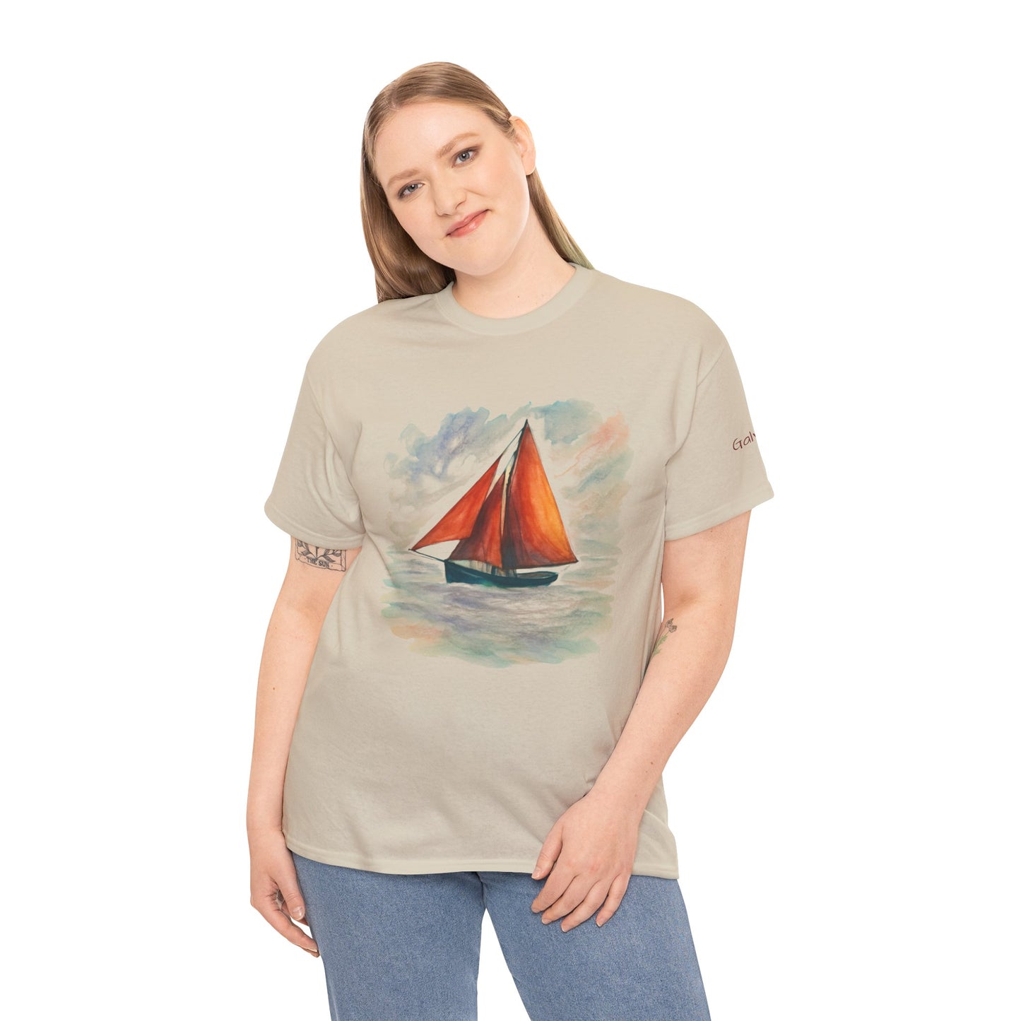 Galway Hooker, Painted Skies, Unisex Heavy Cotton Tee, Nautical Shirt, Ocean Lover Gift, Boating Apparel, Galway Bay Tee, Summer Fashion