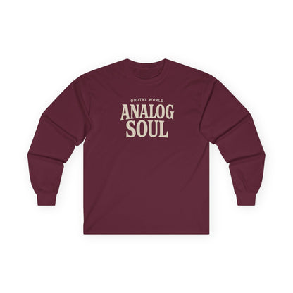Personalize Digital World Analog Soul Long Sleeve Tee with Birth Year or Name Unisex Ultra Cotton Long Sleeve Tee