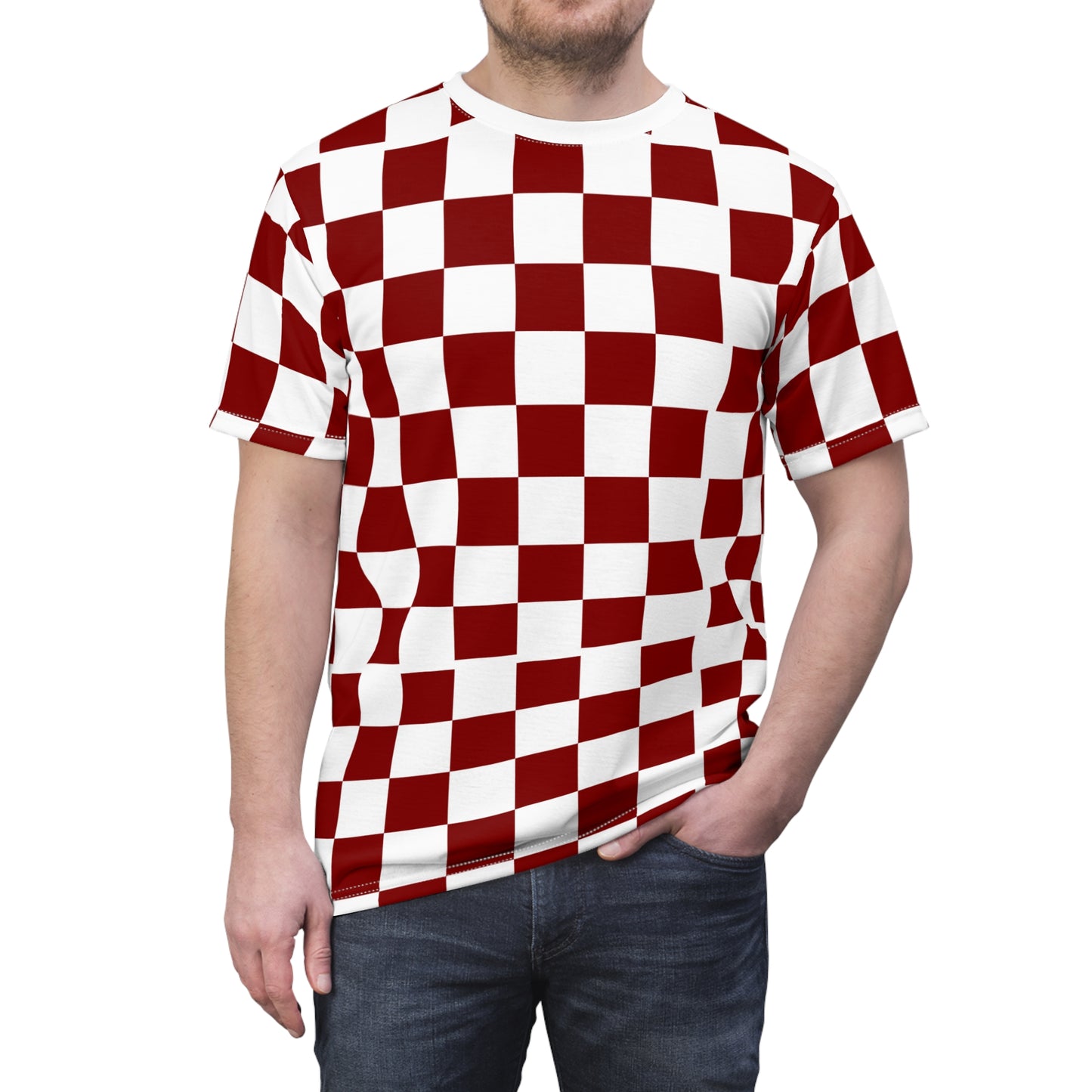 Trendy Checkerboard Tee, Checker Print Shirt, Unisex Casual Wear, Fashion T-Shirt, Gift for Her/Him, Everyday Style